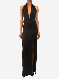 Black halterneck long dress - size UK 6 Dresses Galvan 