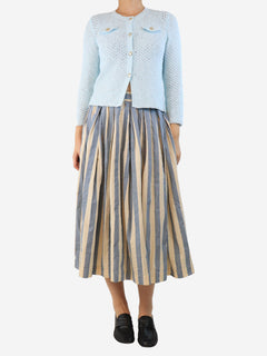 Blue and cream puffy striped skirt - size M Skirts Casey Casey 