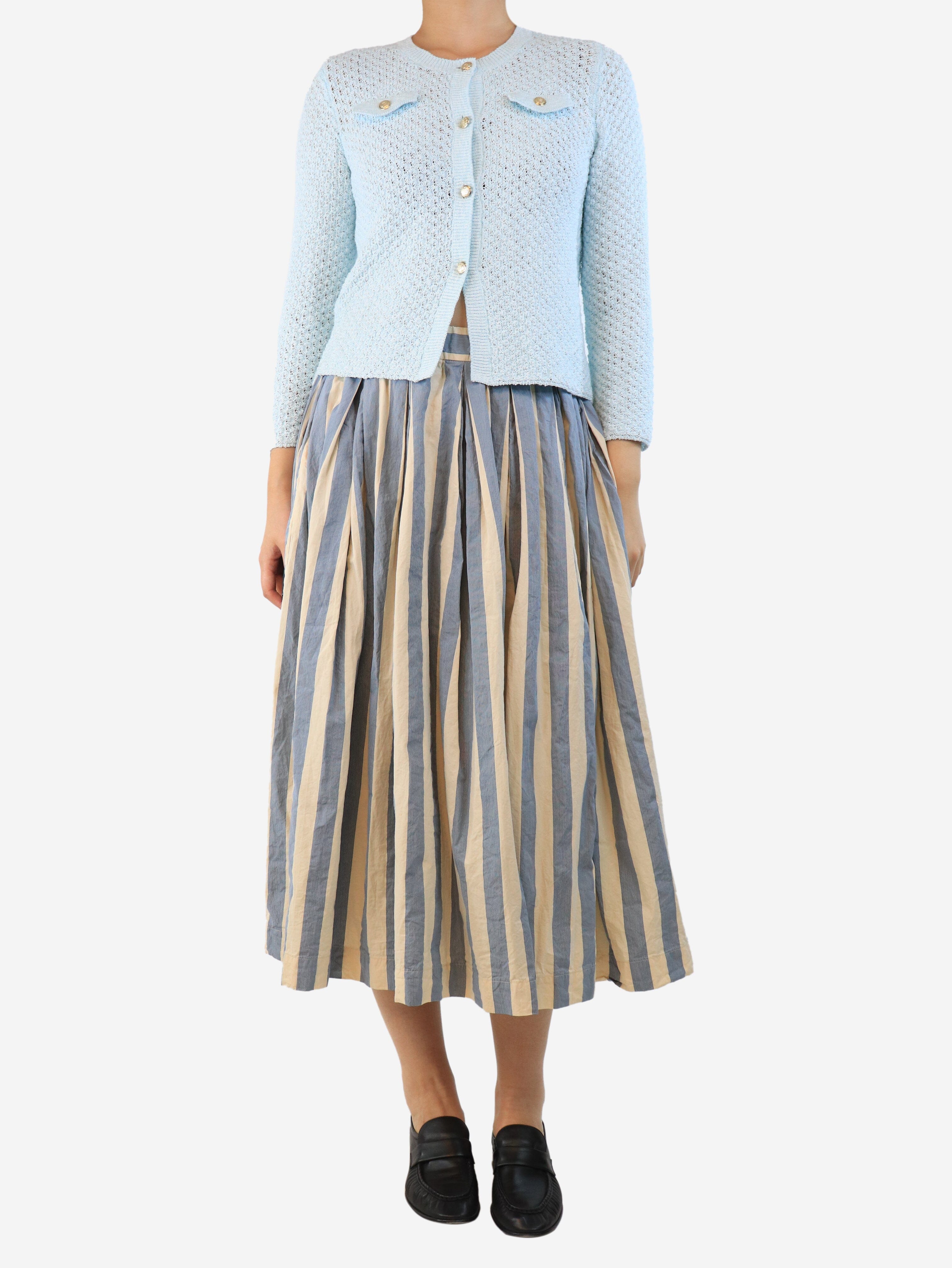 Blue and cream puffy striped skirt - size M Skirts Casey Casey 