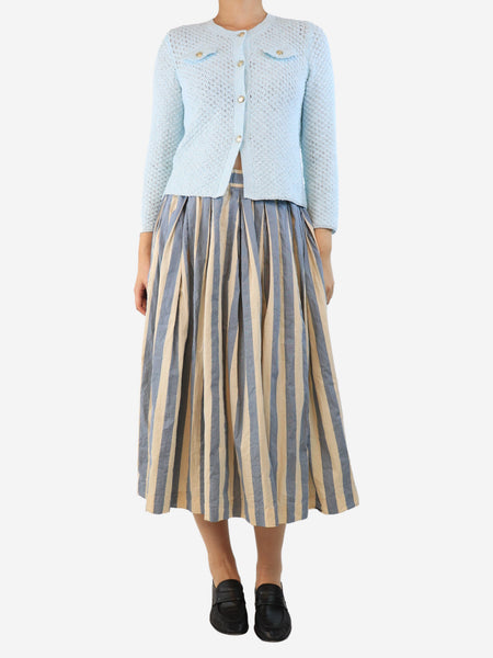 Blue and cream puffy striped skirt - size M alternate image
