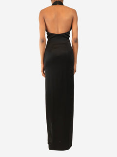 Black halterneck long dress - size UK 6 Dresses Galvan 