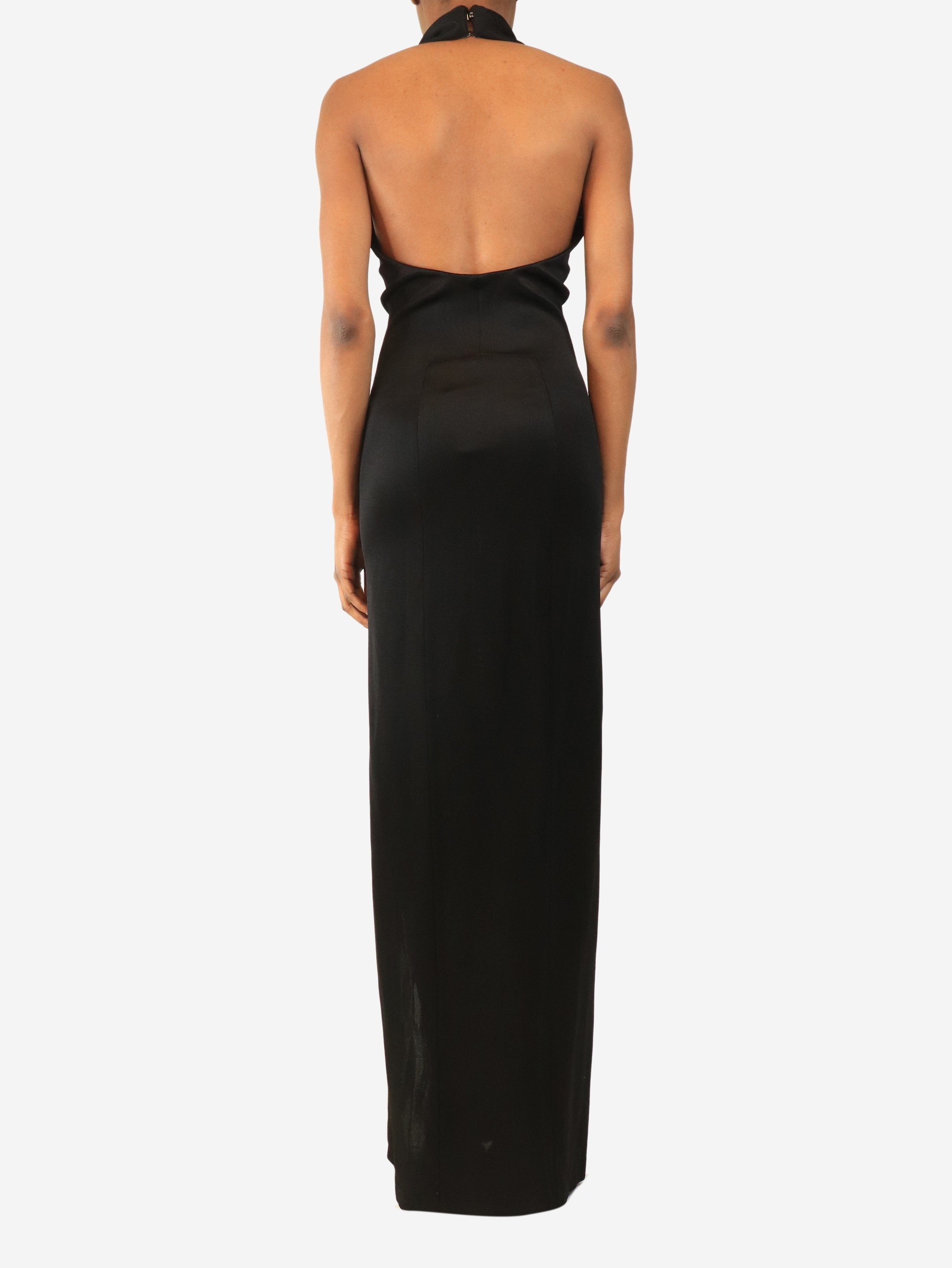 Black halterneck long dress - size UK 6 Dresses Galvan 