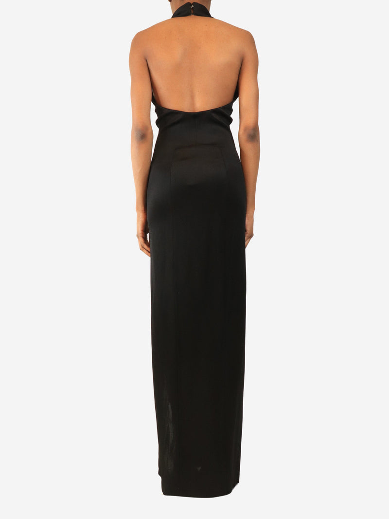 Black halterneck long dress - size UK 6 Dresses Galvan 