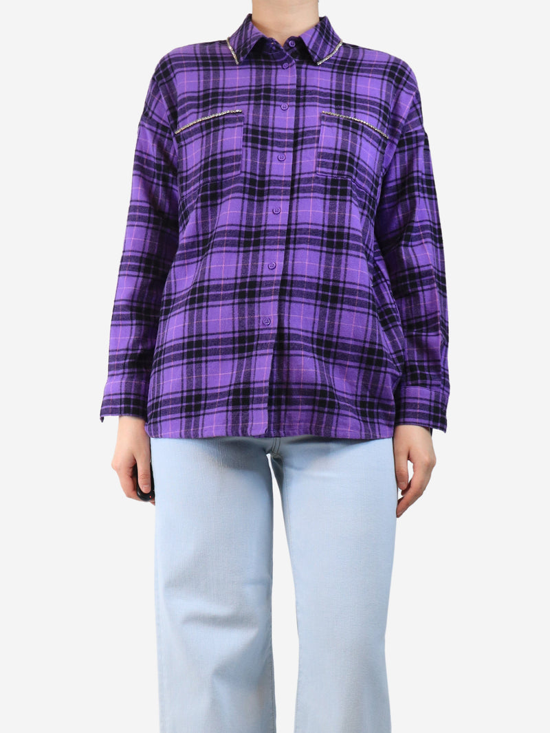 diamante embellished plaid shirt