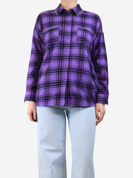 Purple diamante-embellished plaid shirt - size UK 10 product image