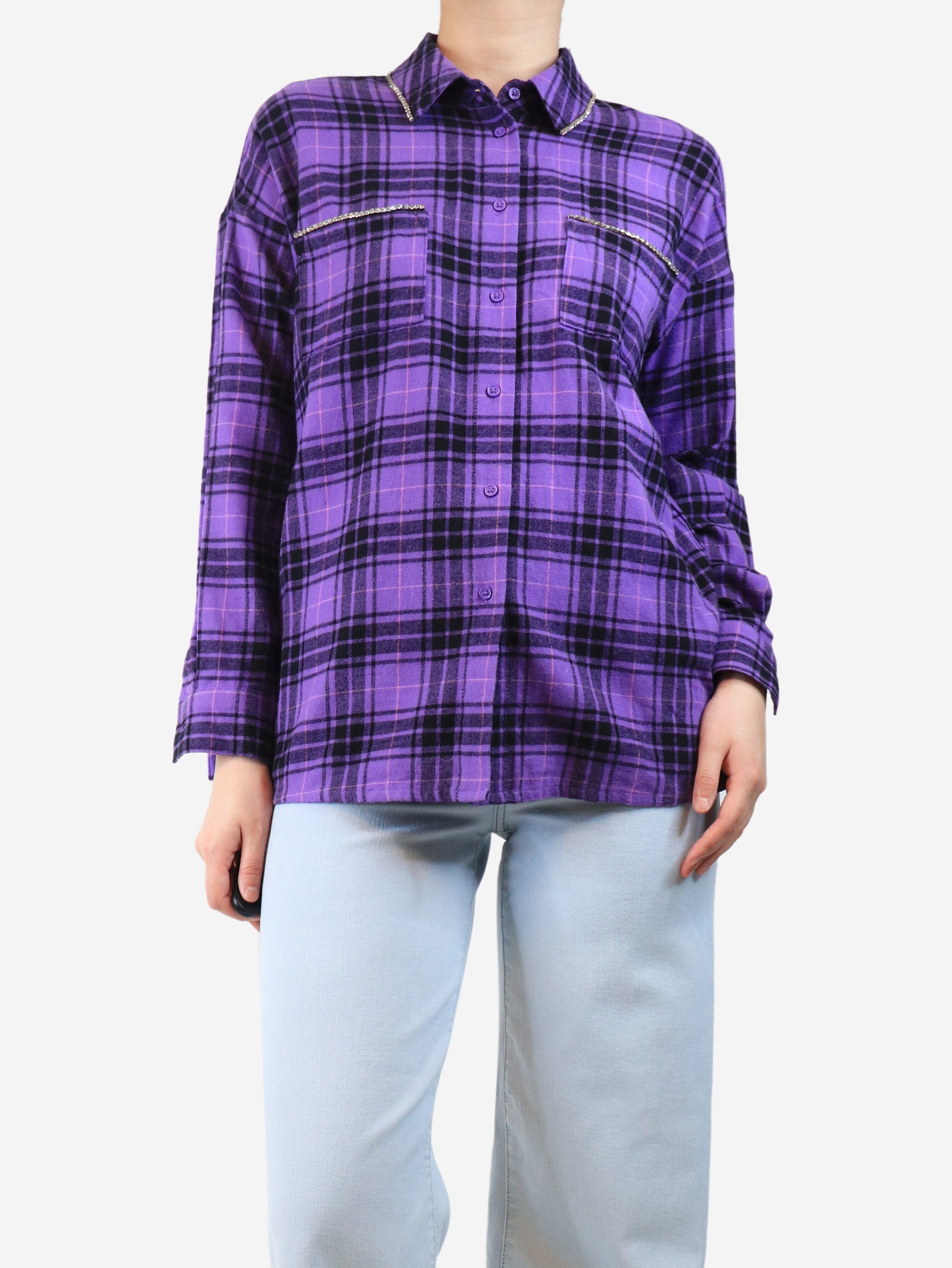 Purple diamante-embellished plaid shirt - size UK 10 Tops Isabel Marant 
