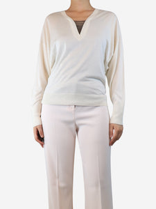 Brunello Cucinelli Chain embellished cream sweater - size S