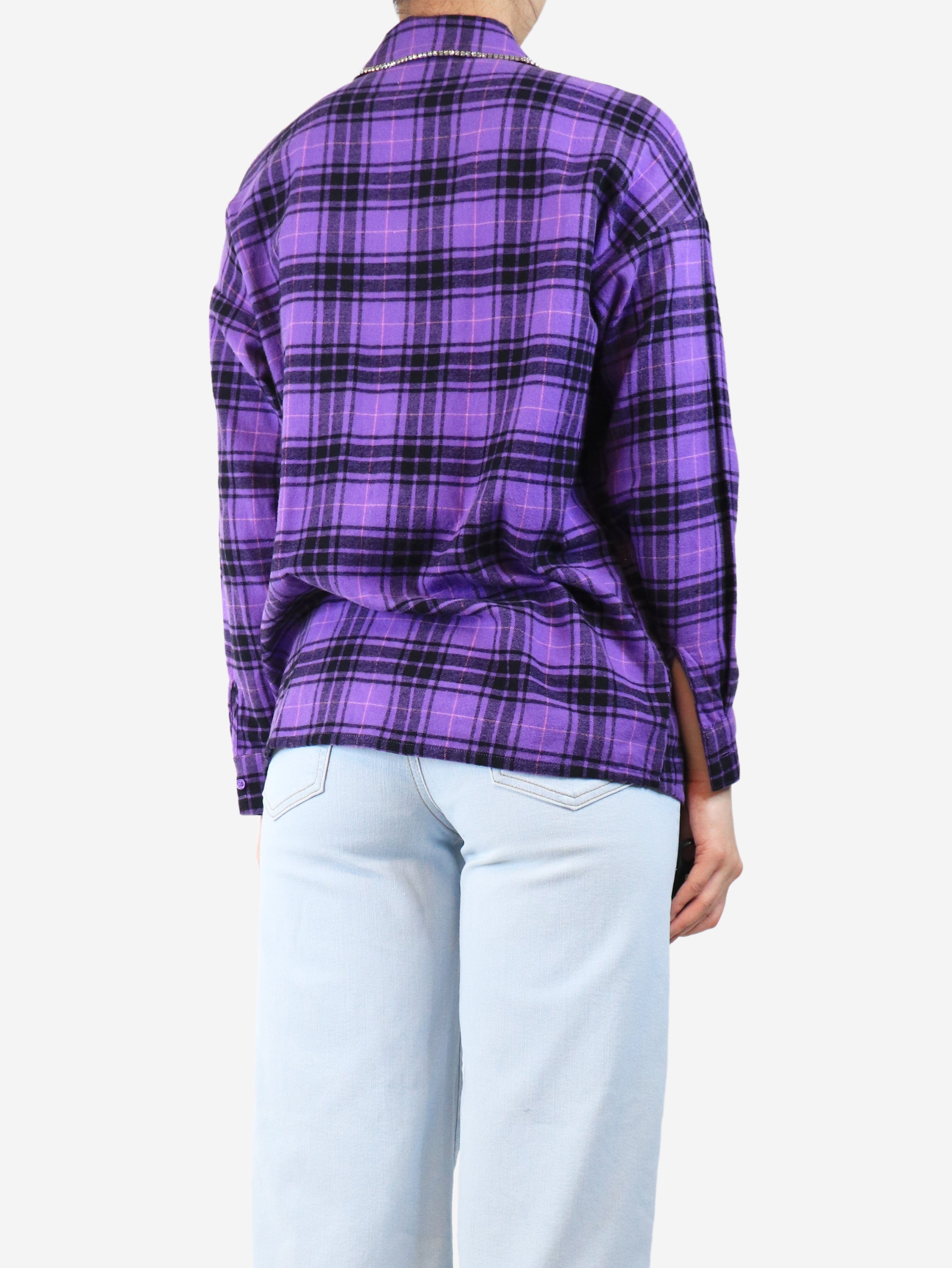 Purple diamante-embellished plaid shirt - size UK 10 Tops Isabel Marant 