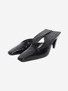 Black leather croc embossed mules - EU 38 Heels Gucci 