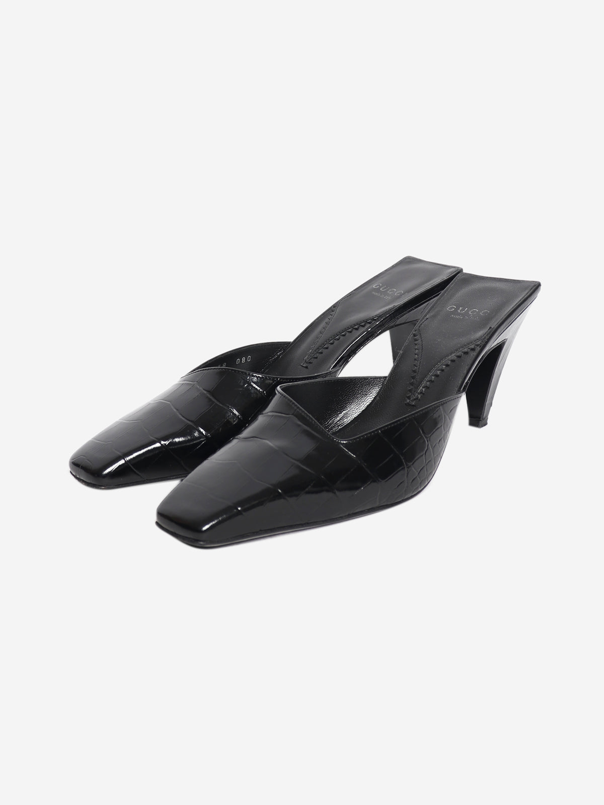 Black leather croc embossed mules - EU 38