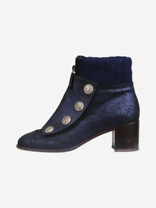 Chanel Blue CC button ankle boots - size EU 37