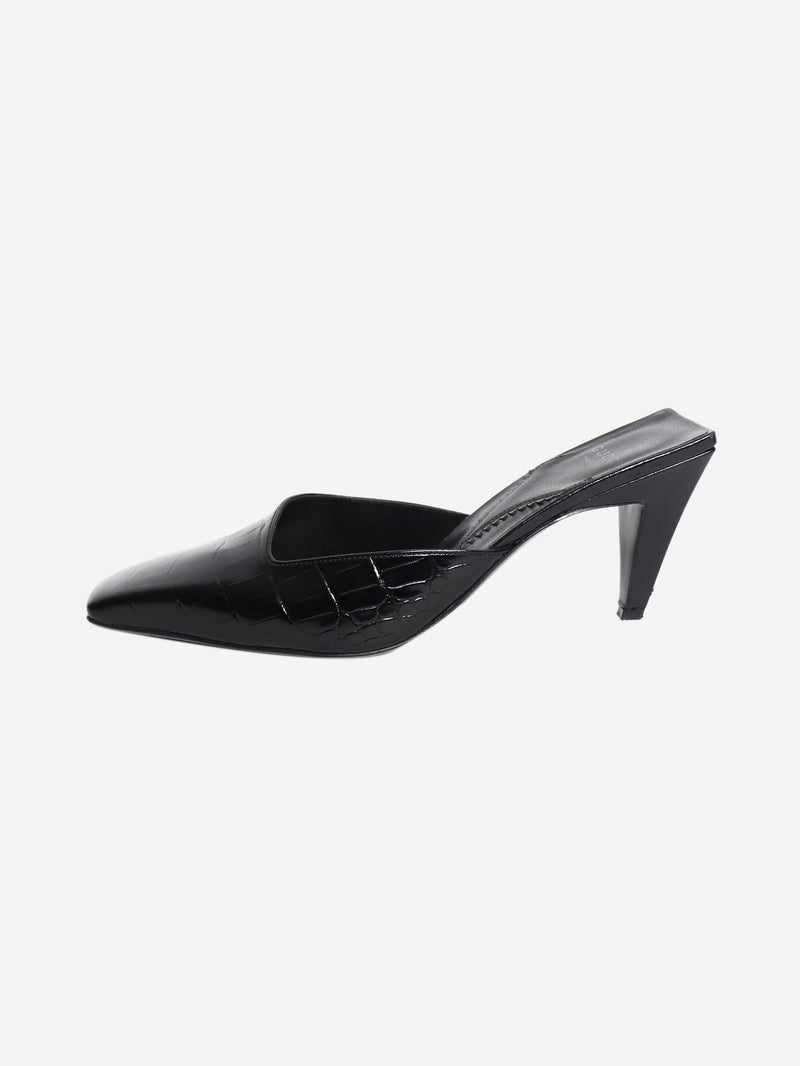 Black leather croc embossed mules - EU 38