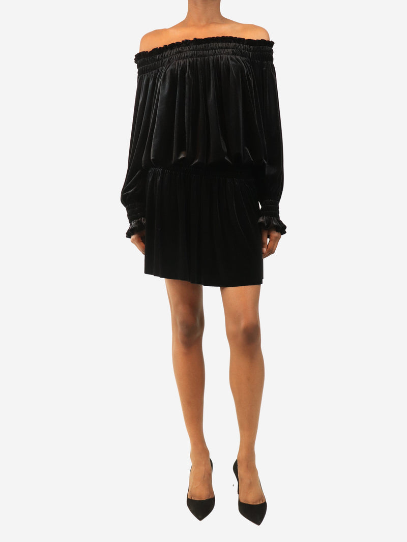 Black velvet off-shoulder mini dress - size XS Dresses Norma Kamali 