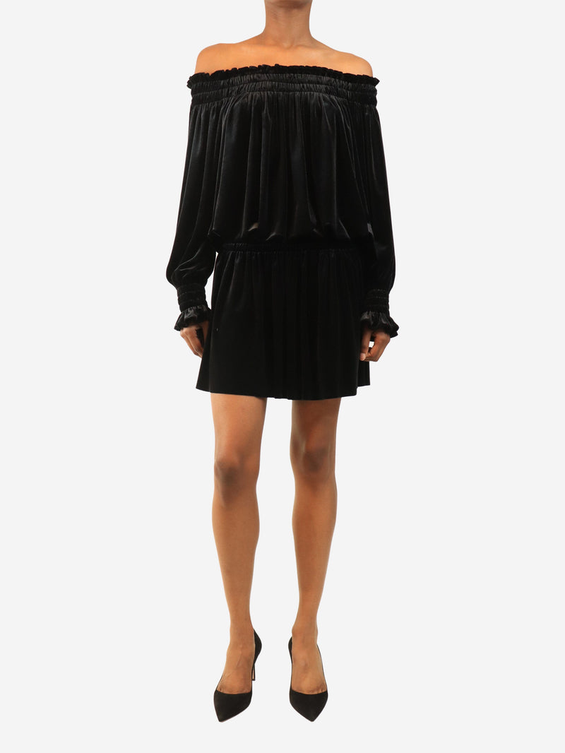 Black velvet off-shoulder mini dress - size XS Dresses Norma Kamali 