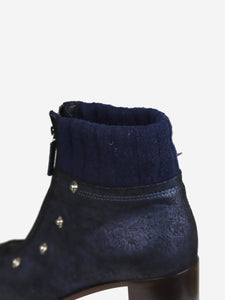 Chanel Blue CC button ankle boots - size EU 37