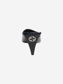 Black leather croc embossed mules - EU 38