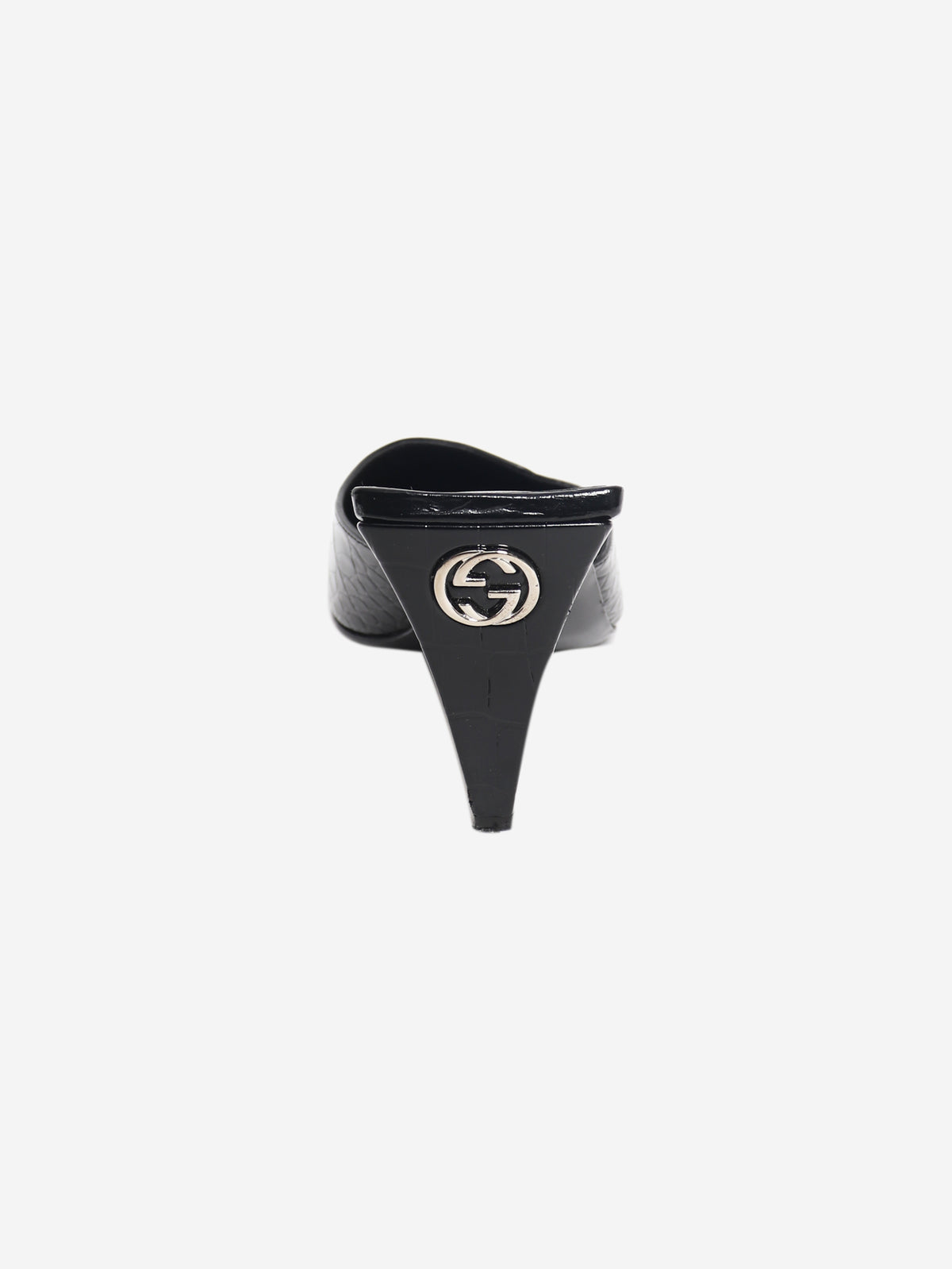 Black leather croc embossed mules - EU 38