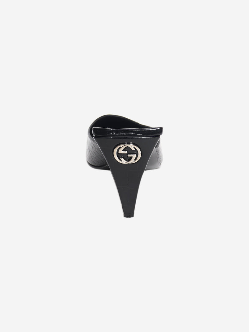 Black leather croc embossed mules - EU 38