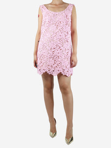 self-portrait Pink floral lace mini dress - size UK 12