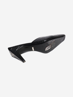 Black leather croc embossed mules - EU 38