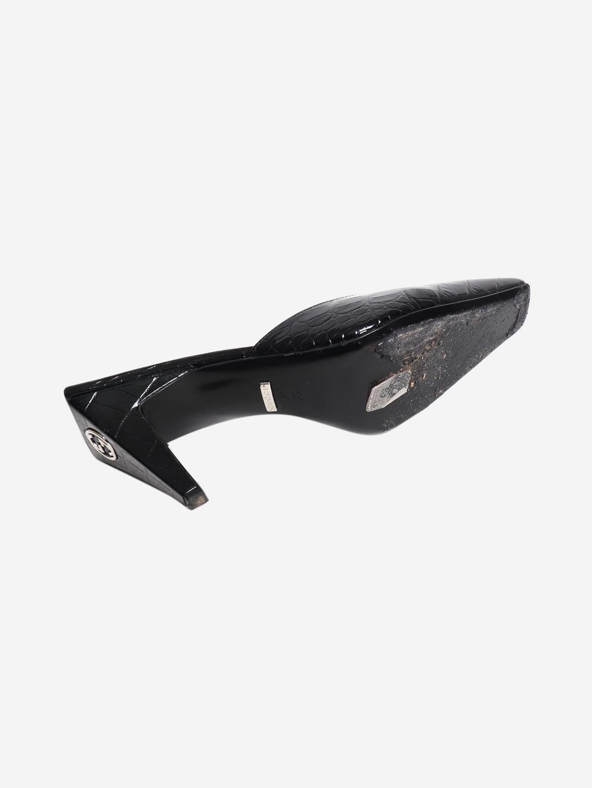 Black leather croc embossed mules - EU 38
