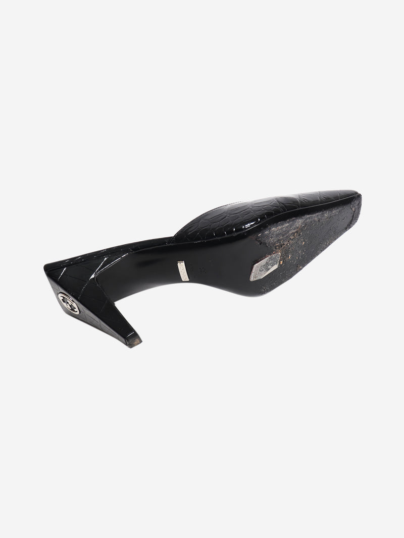 Black leather croc embossed mules - EU 38