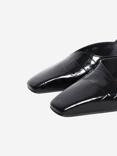 Black leather croc embossed mules - EU 38