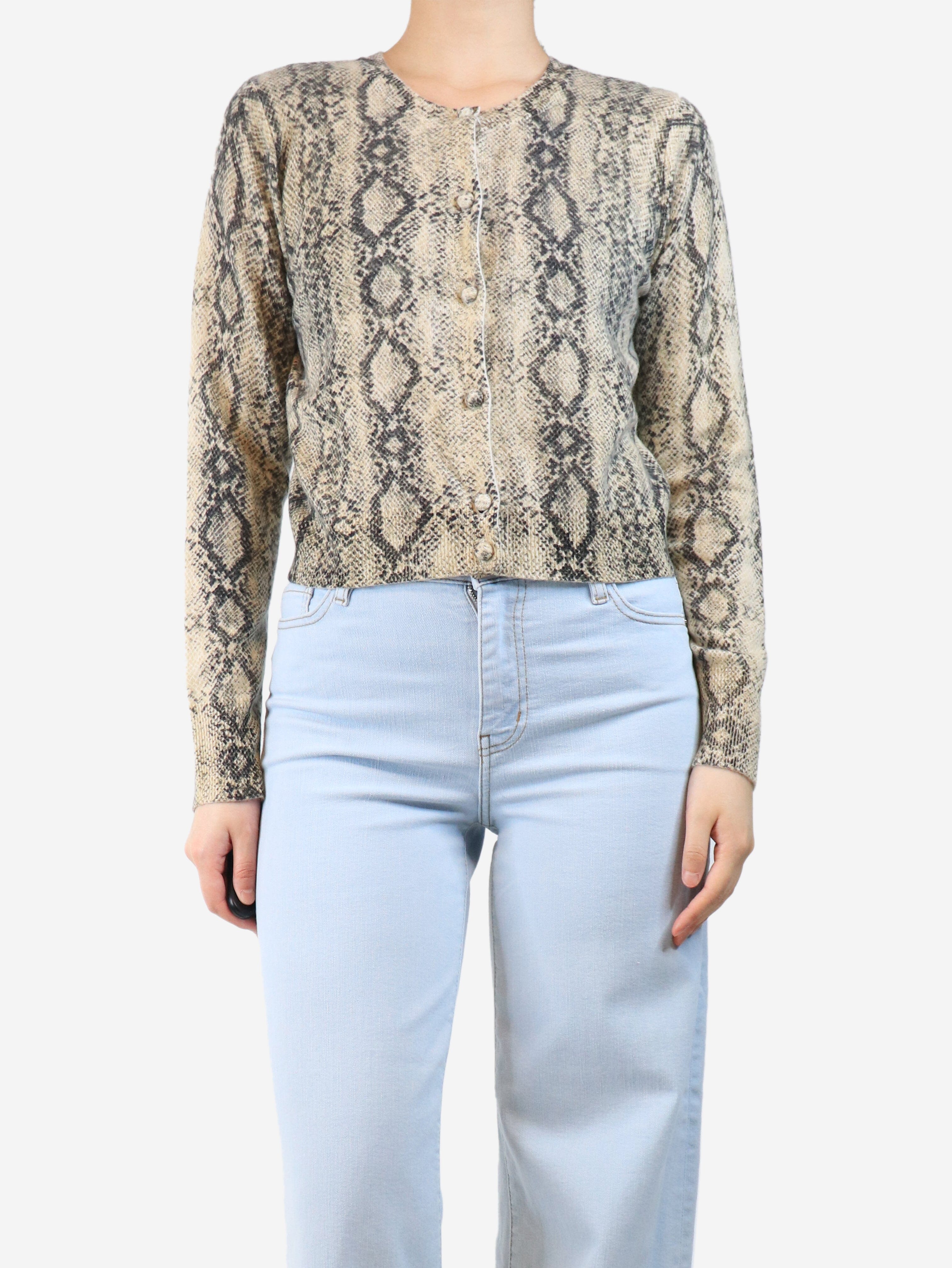 Cream snake print cardigan - size S Knitwear Frame 