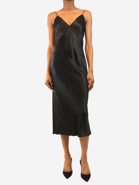 Black satin silk slip dress - size S product image