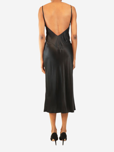 Black satin silk slip dress - size S alternate image