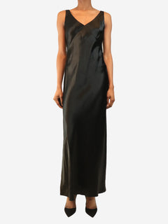 Black satin slip dress - size XS
