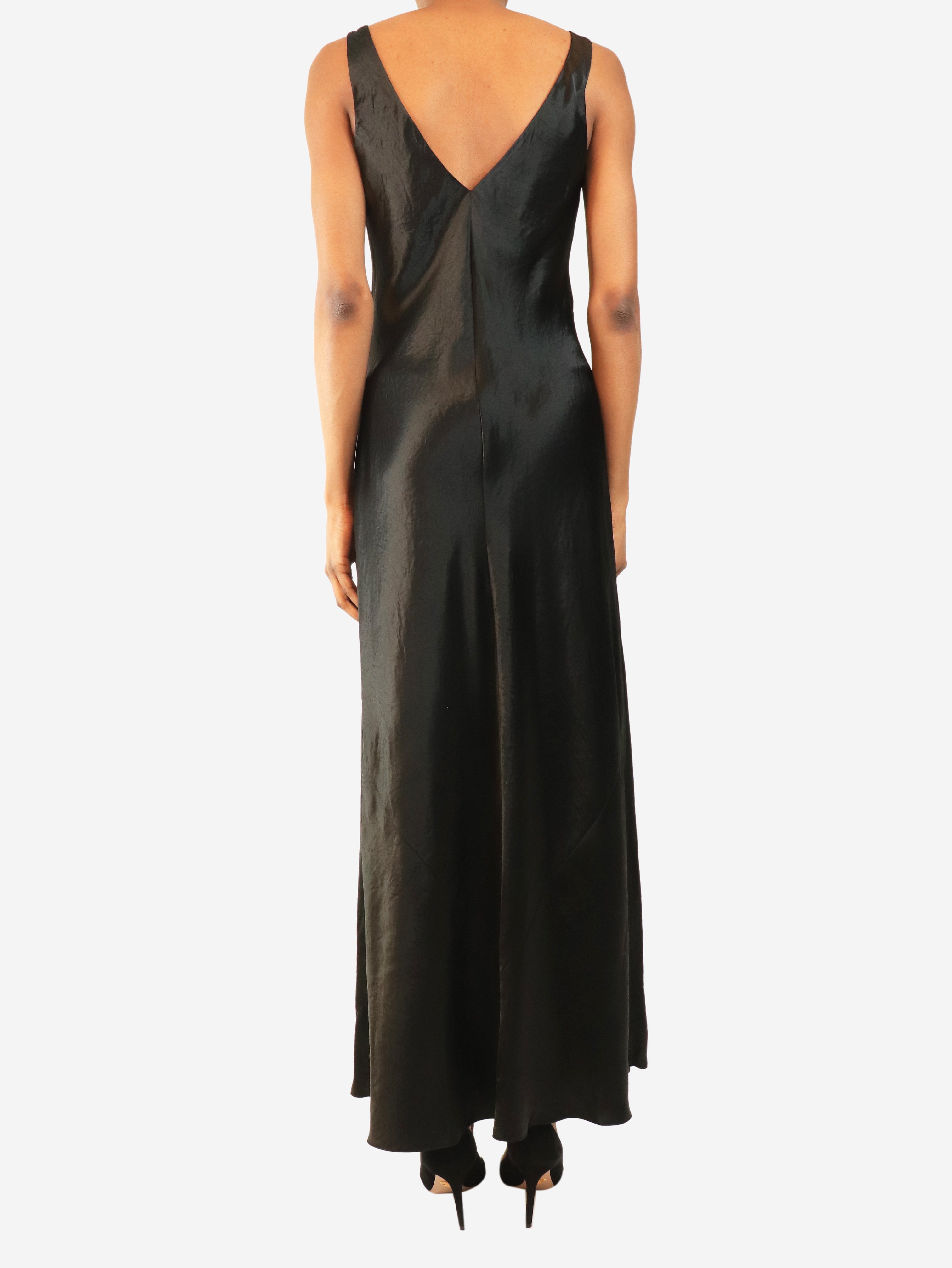 Black satin slip dress - size XS