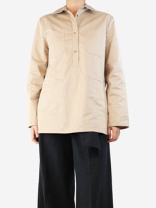 Toteme Beige oversized cotton shirt - size UK 8