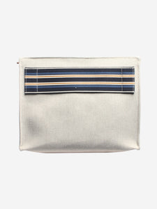 Loro Piana Neutral canvas boxy clutch bag