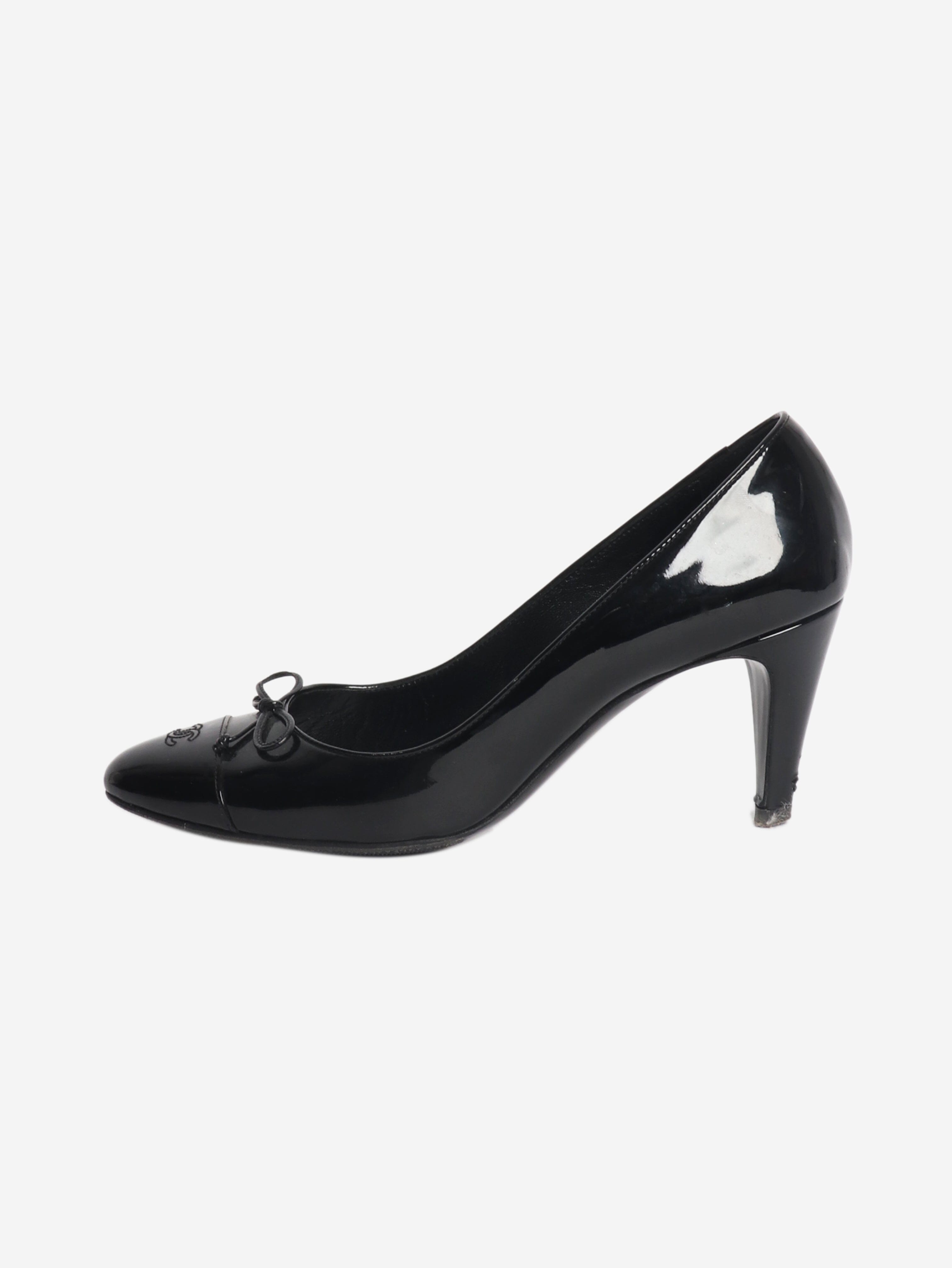 Black patent ballerina pumps - size EU 39 (UK 6)