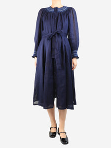 Bonpoint Navy embroidered maxi dress - size UK 12