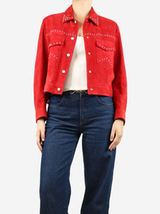 Miu Miu Red studded suede jacket - size UK 6