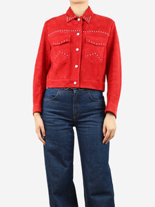 Miu Miu Red studded suede jacket - size UK 6