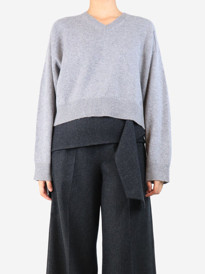 Grey cashmere V-neck jumper - size S Knitwear Loulou Studio 