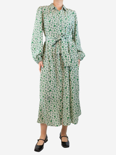 Green and white silk floral printed midi dress - size UK 12 Dresses Weekend Max Mara 