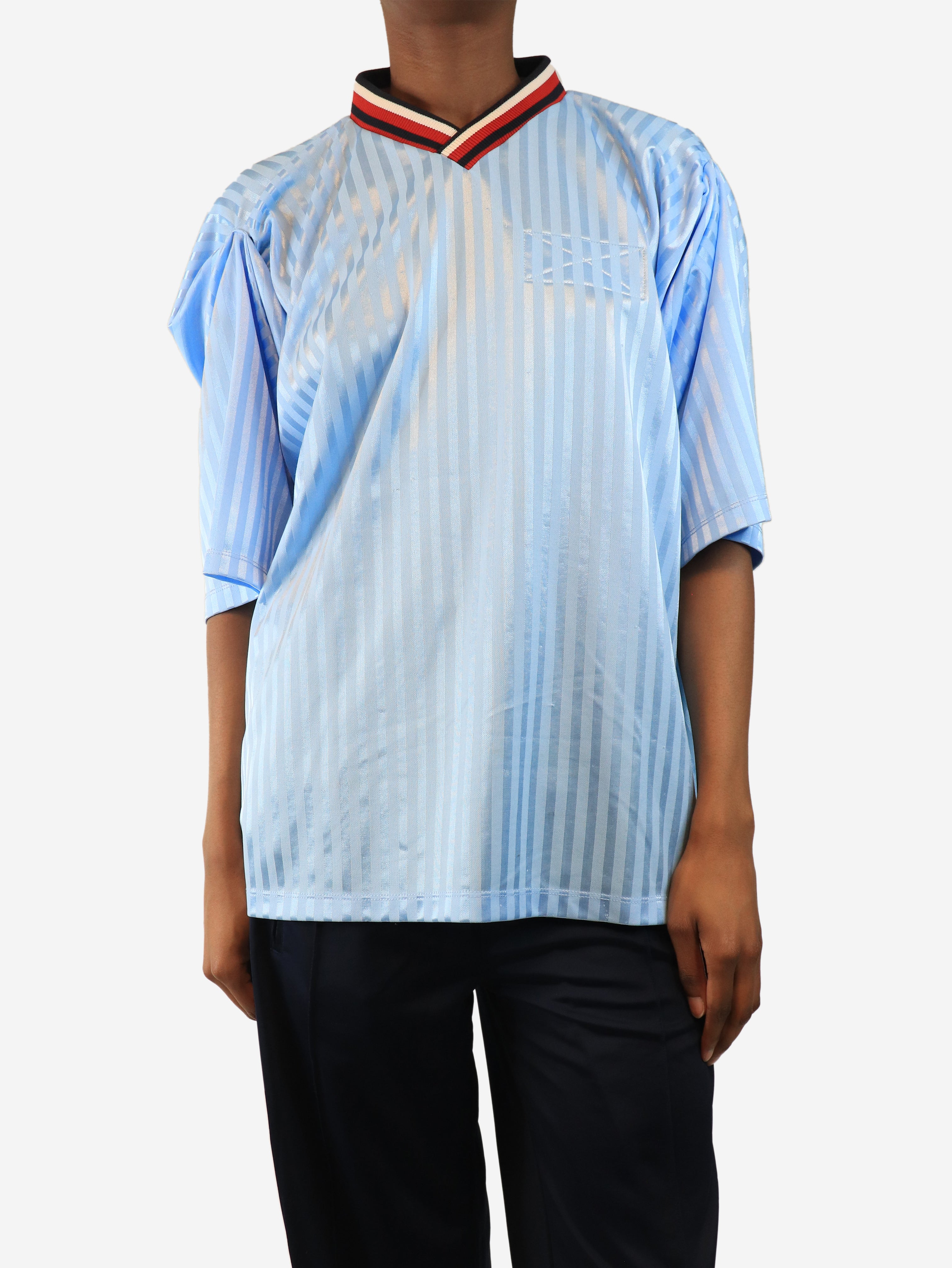 Light blue striped football jersey - size XS