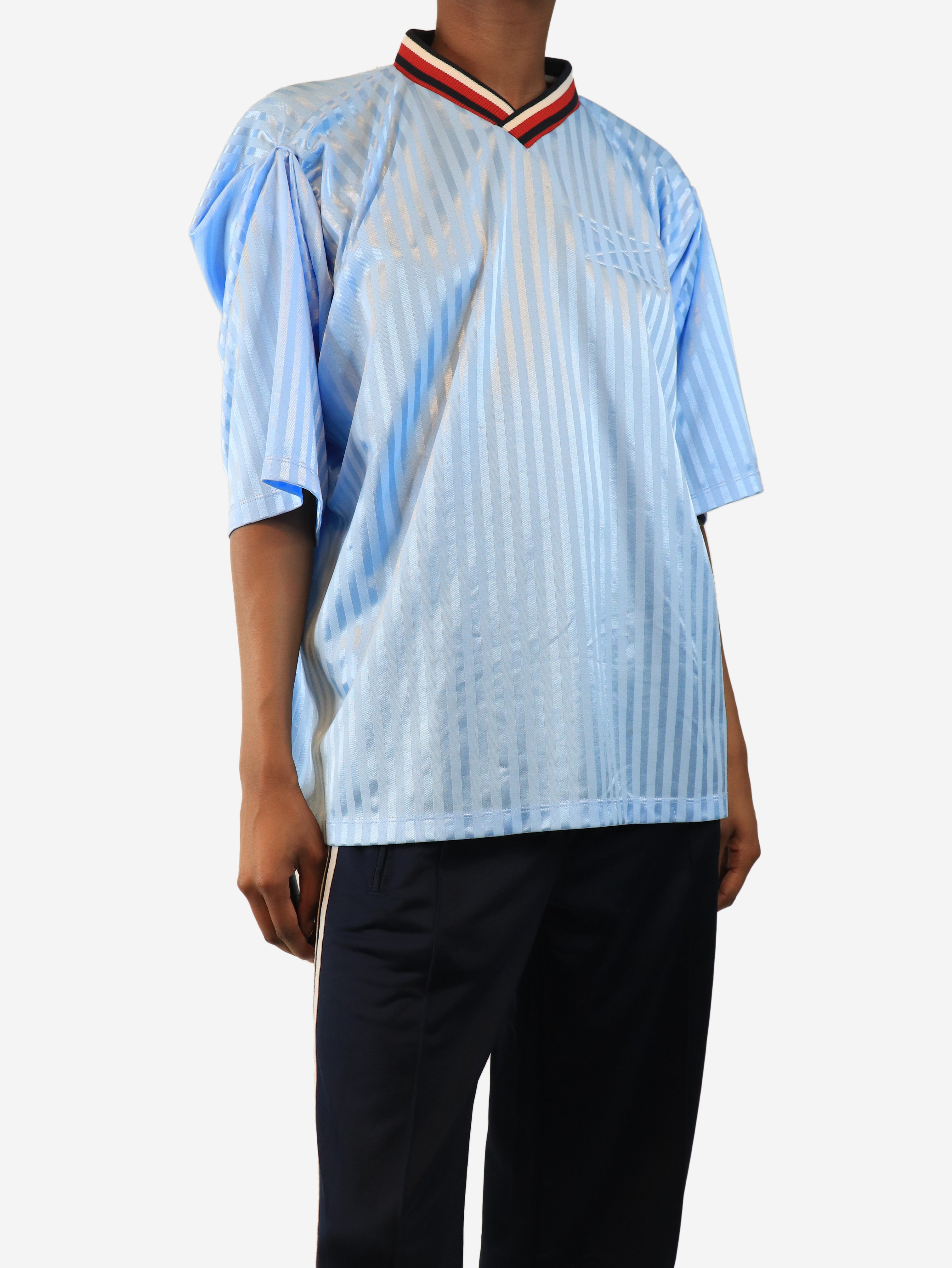 Light blue striped football jersey - size XS
