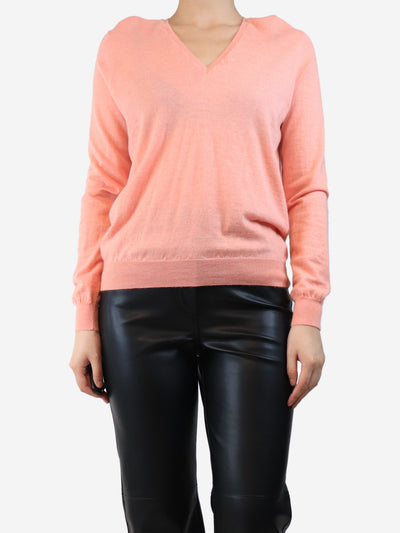 Pink cashmere V-nevk jumper - size L Knitwear Eric Bompard 