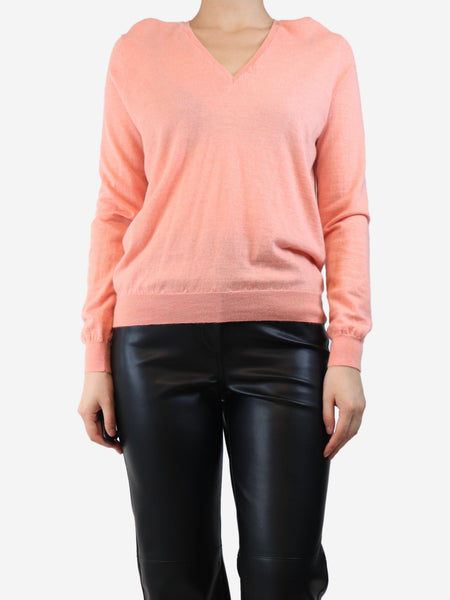 Pink cashmere V-nevk jumper - size L product image