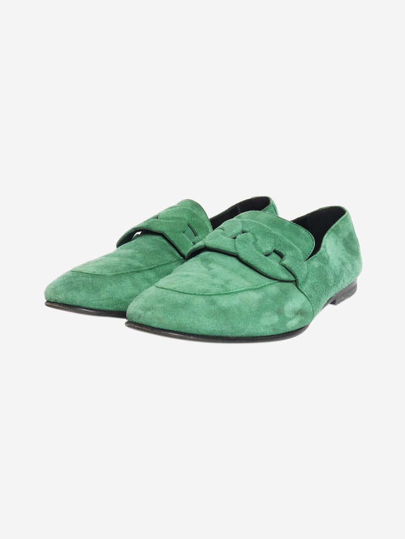 Green suede loafers - size EU 36.5 Flat Shoes Hermes 