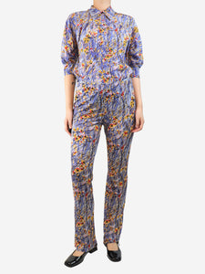Prada Multi silk abstract printed trousers and top set - size UK 8