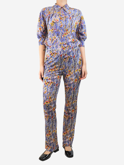Multi silk abstract printed trousers and top set - size UK 8 Sets Prada 