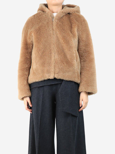 Brown teddy coat - size UK 8