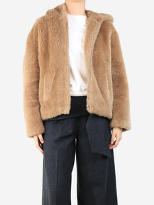 Meteo Yves Saloman Brown teddy coat - size UK 8