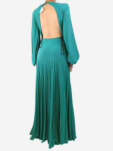 Elisabetta Franchi Green bejewelled lurex maxi dress - size UK 10